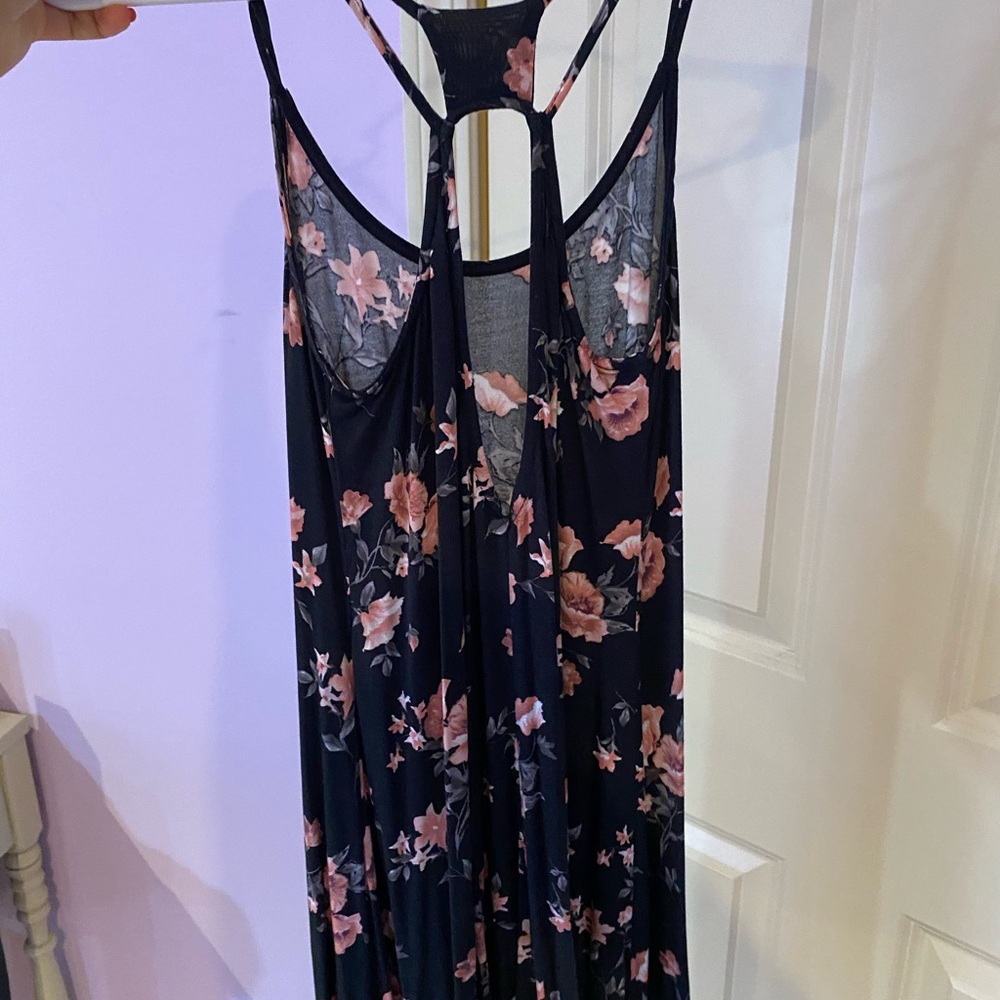 Chloe K black and pink floral dress